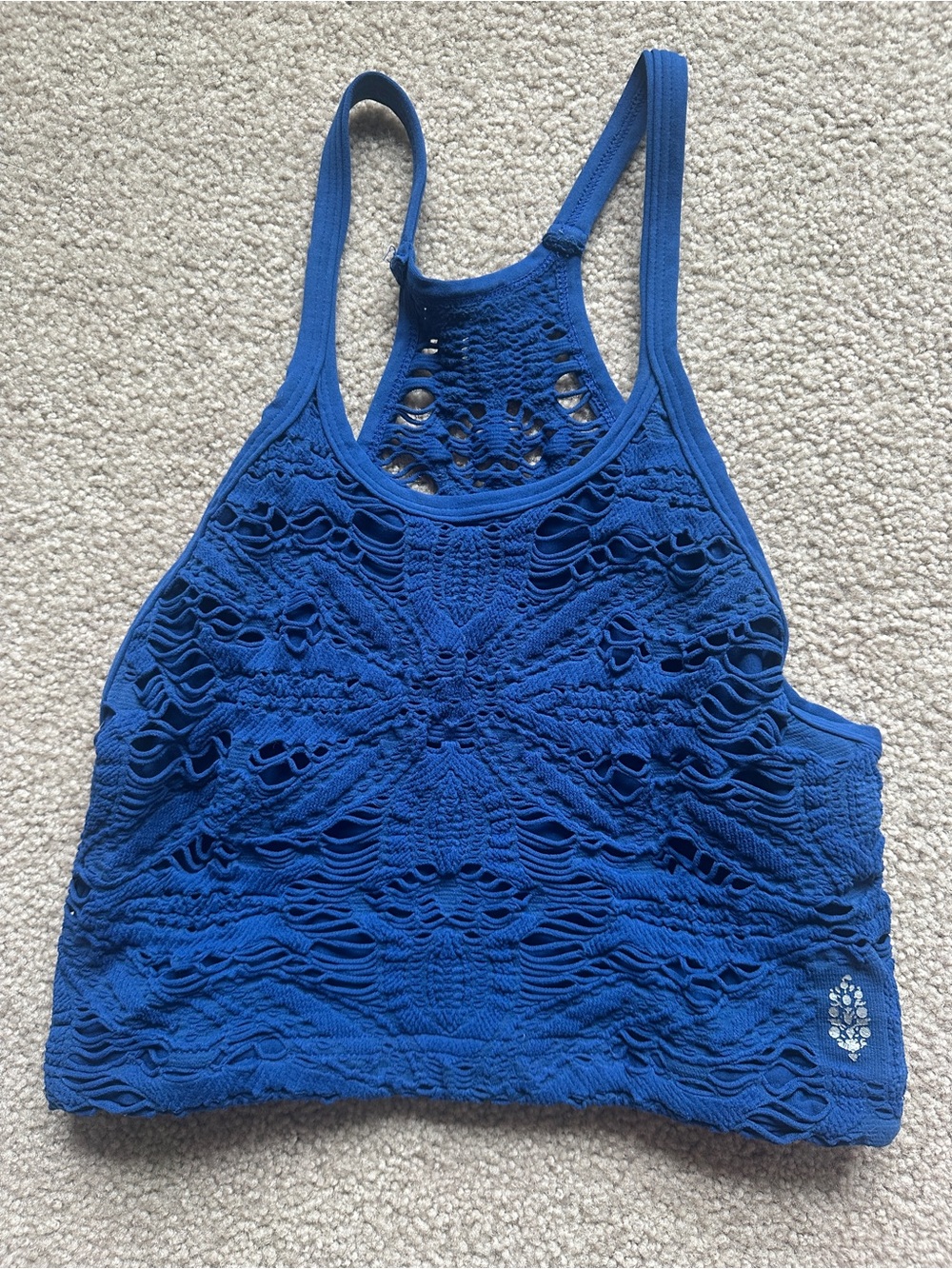 FP Movement Blue Crochet Racerback Crop Top - Women